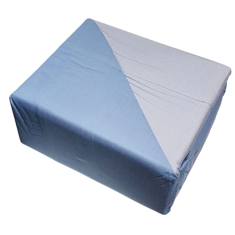 King Size 500 Thread Count Cotton Reversible Blue Sheet Set 4pc Two Looks in One